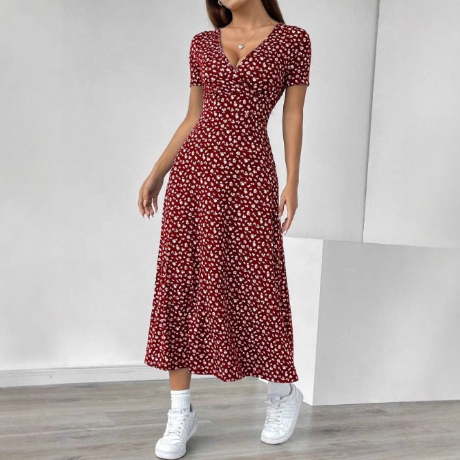 Damen Maxikleid mit floralem Muster und raffiniertem Schlitz Sovae