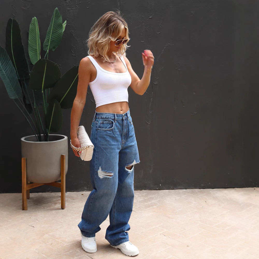 Damen weite Jeans Sovae