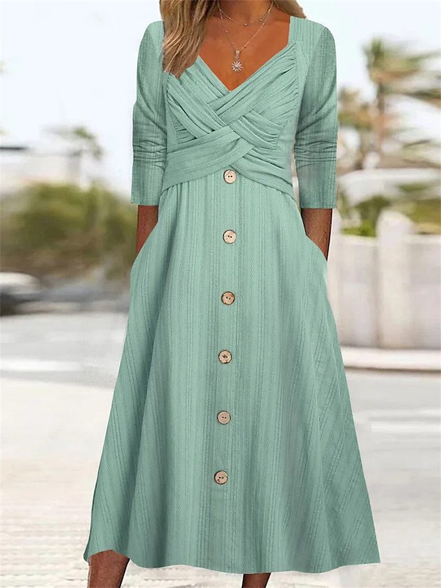 Damen Midikleid mit schmeichelndem Wickeloberteil Sovae