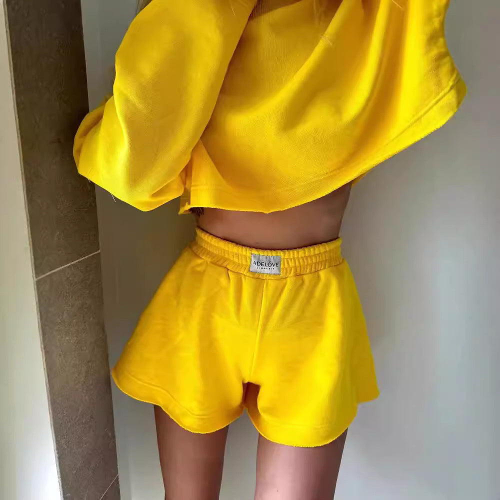 Damen Freizeitoberteil und kurze Shorts Set Sovae