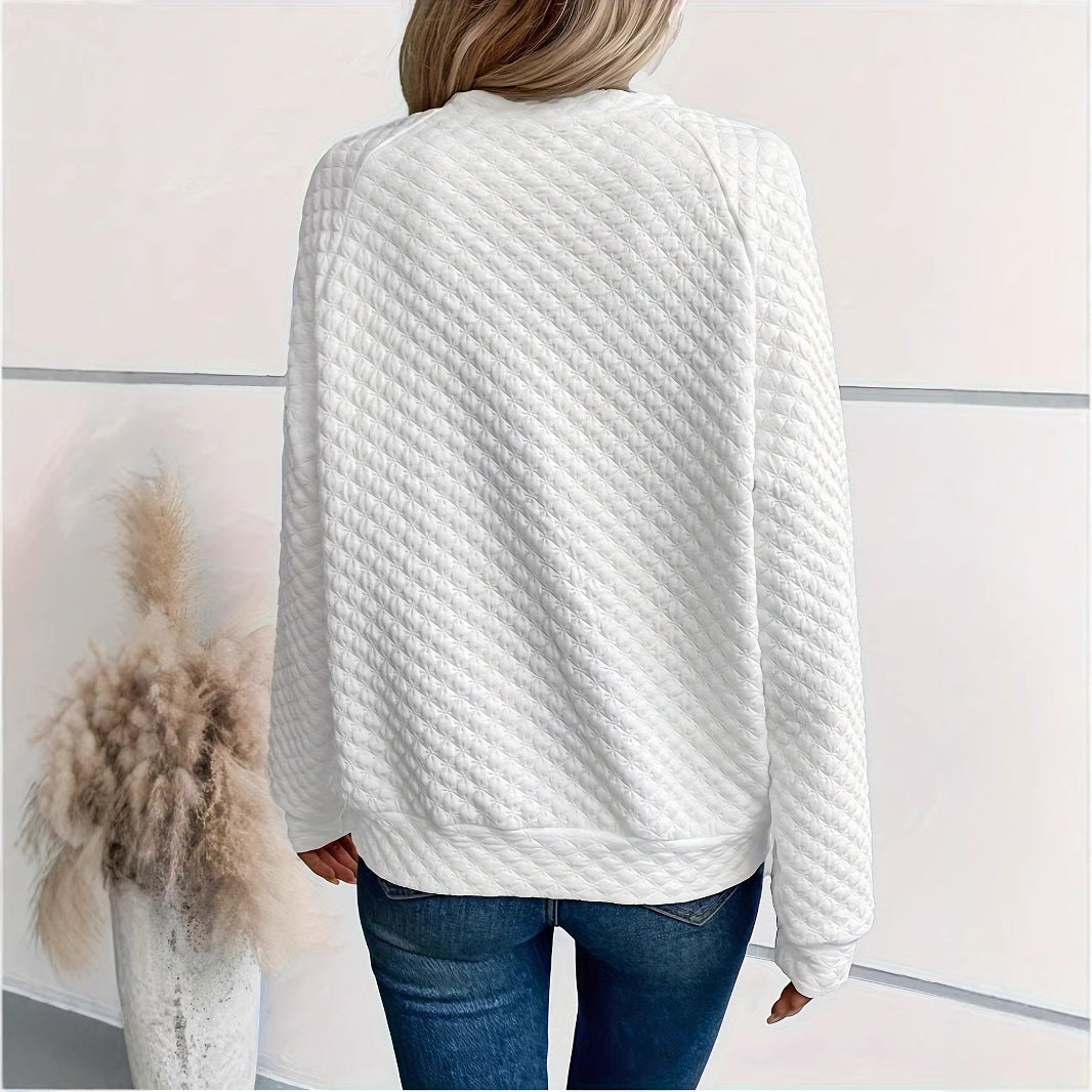 Damen modischer Stehkragen-Pullover mit strukturiertem Design Sovae