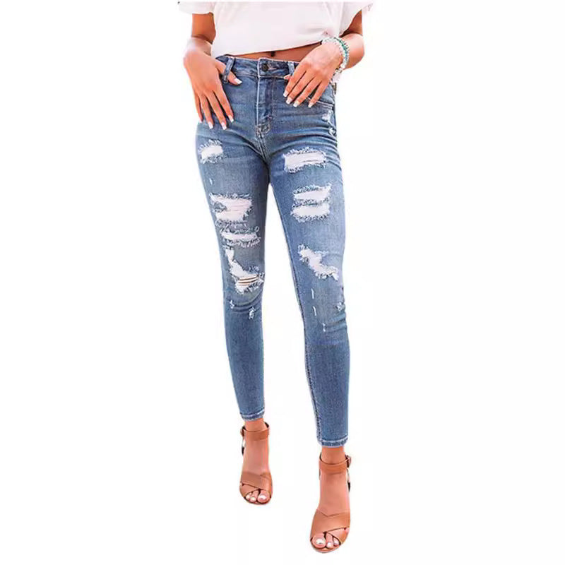 Damen Skinny Jeans im Used-Look Sovae
