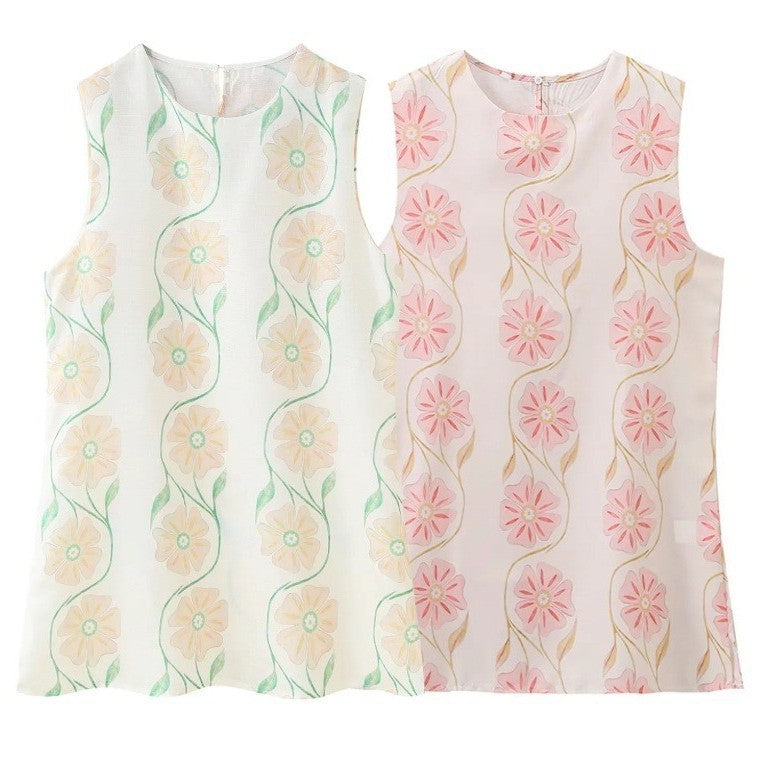 Damen ärmelloses Blusenshirt mit floralem Design Sovae