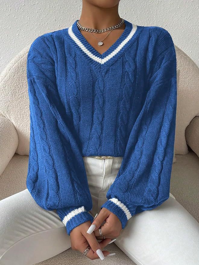 Damen Grobstrick Pullover Sovae