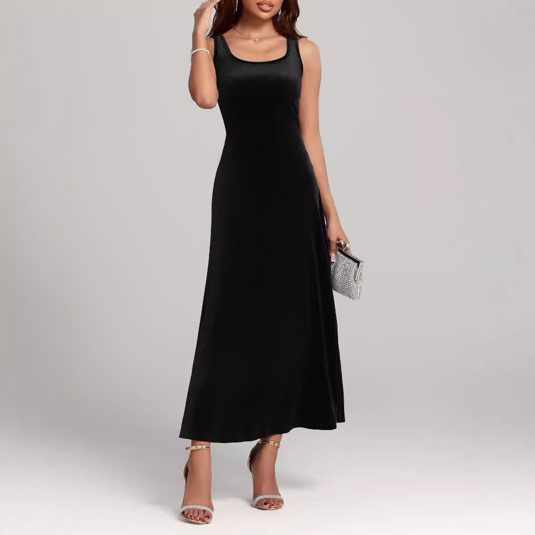 Damen elegantes Maxikleid mit schmalem Schnitt und fließendem Fall Sovae