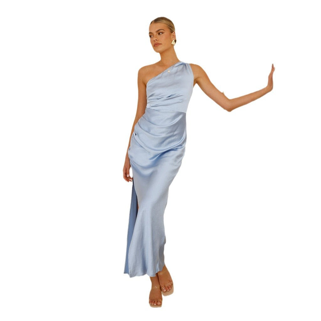 Damen elegante asymmetrische Maxikleid Sovae