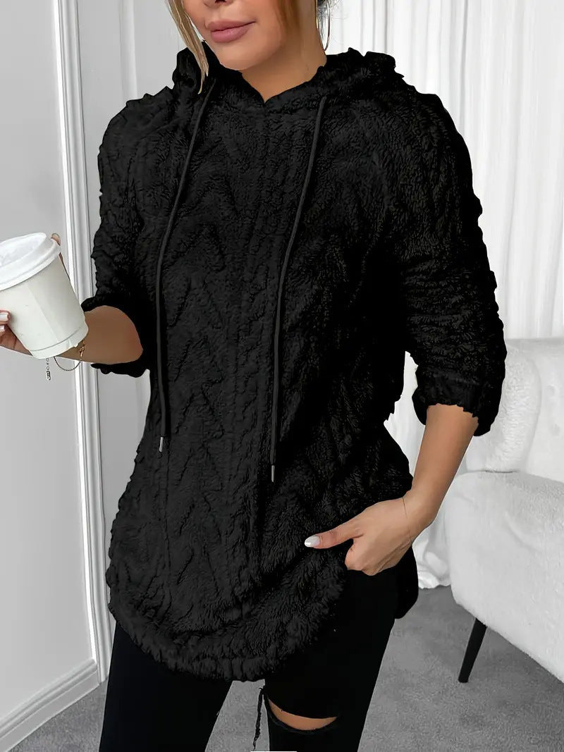 Damen Kuschelige Kapuzenjacke mit strukturiertem Fleece Sovae