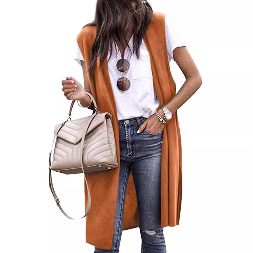 Damen Lange Strickweste Sovae