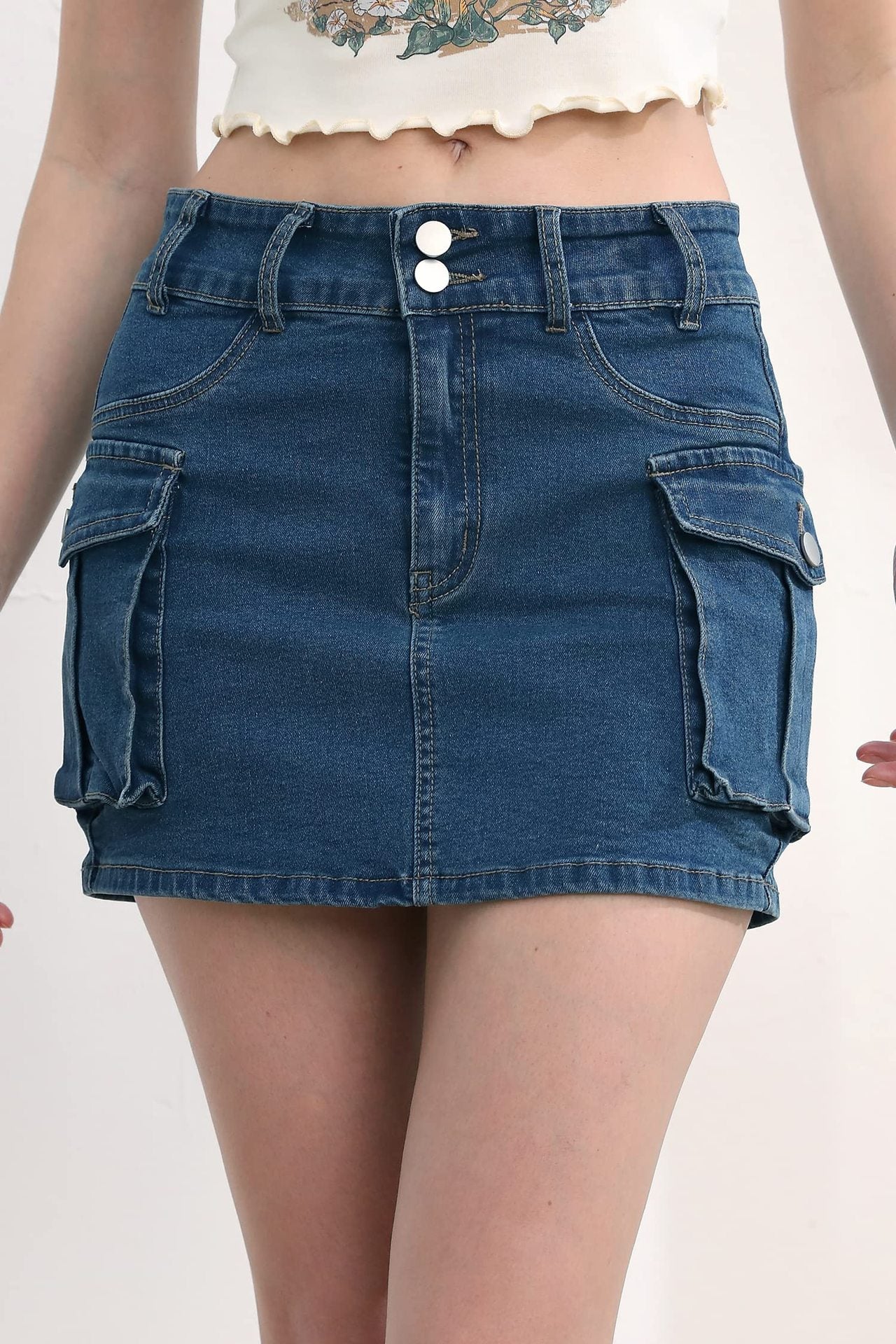 Damen modischer Minirock mit seitlichen Taschen Sovae