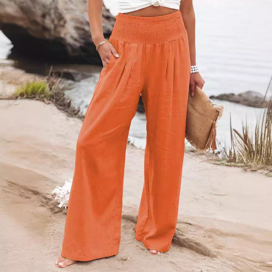 Damen Weitgeschnittene Relax-Hose mit elastischem Bund Sovae