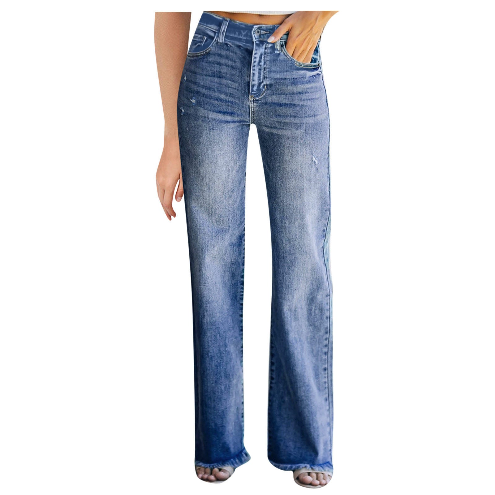 Damen Weit geschnittene High-Waist Jeans Sovae