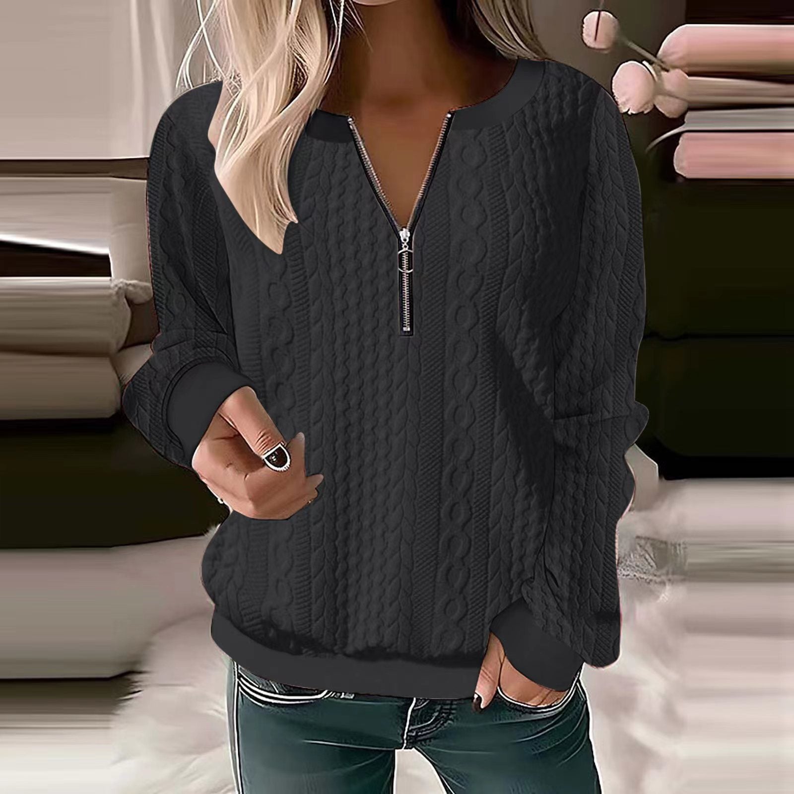 Damen gemütlicher Strickpullover Sovae