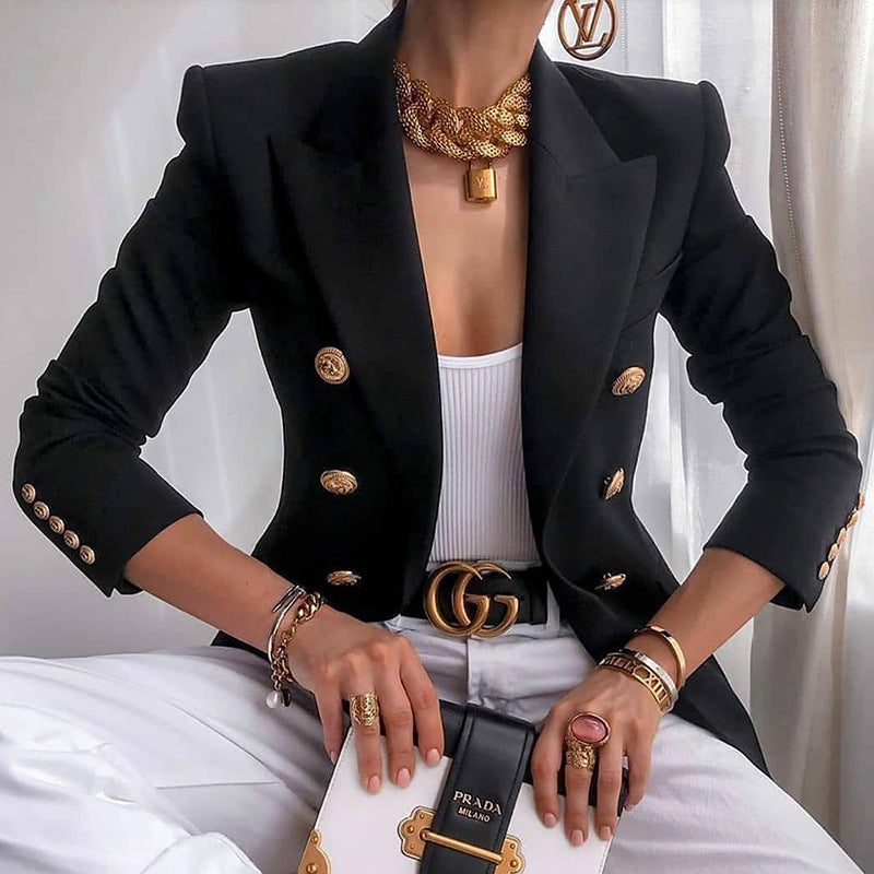 Damen Eleganter Blazer mit doppelter Knopfleiste und tailliertem Schnitt Sovae