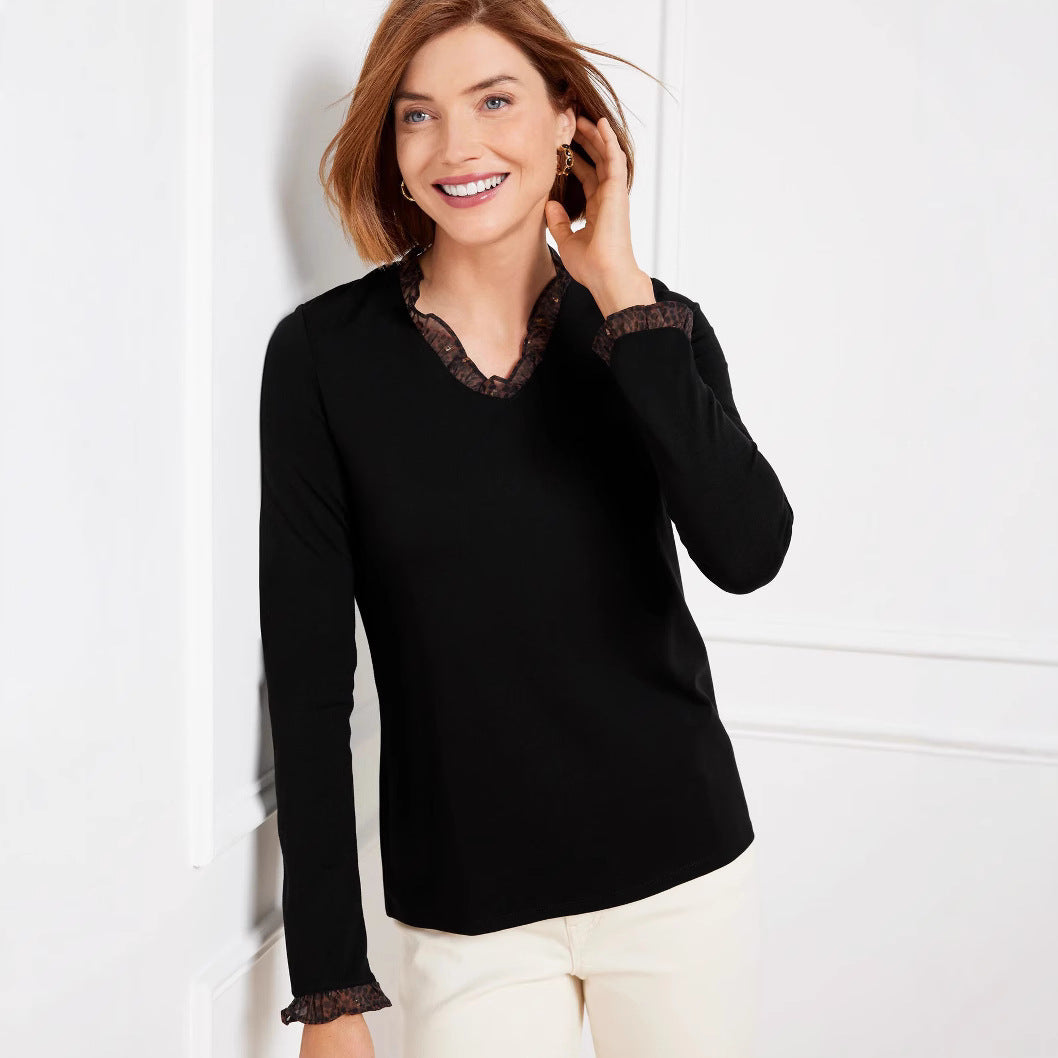 Damen Langarmshirt mit Spitzendetails Sovae