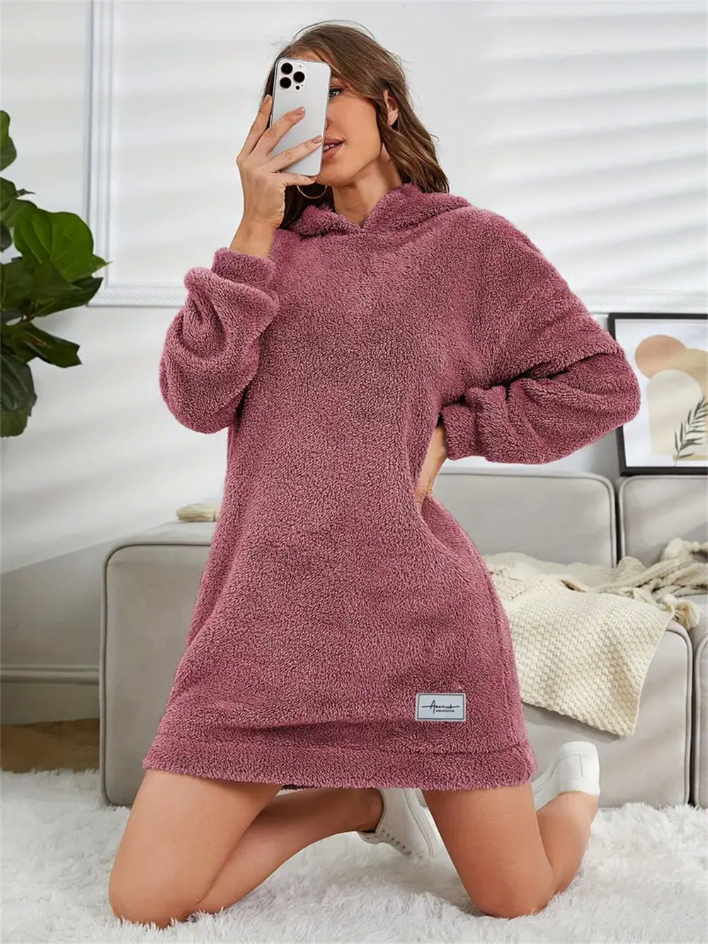 Damen Kuscheliges Hoodie-Kleid Sovae