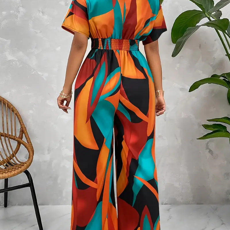 Damen Eleganter Jumpsuit mit fröhlichem Grafikdesign Sovae