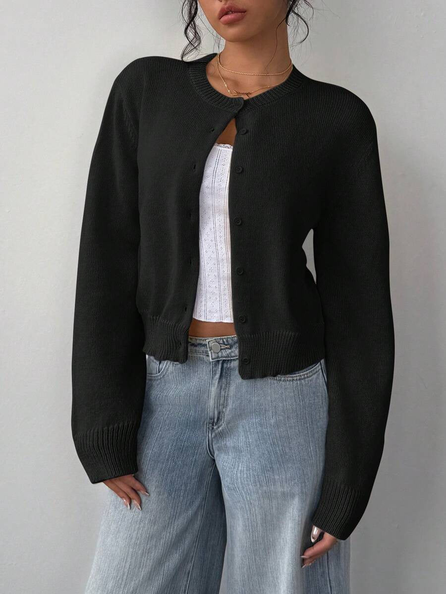 Damen lässige Strickjacke mit Knöpfen Sovae