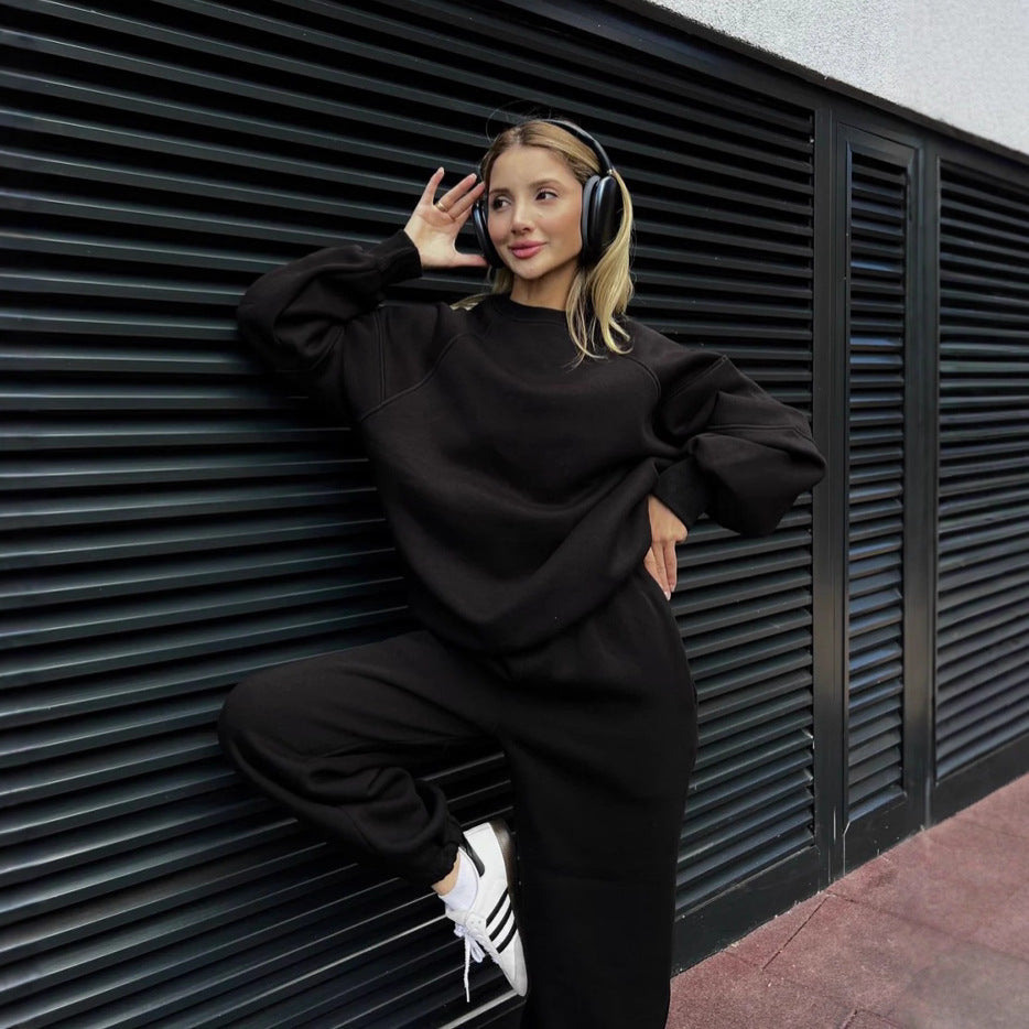 Damen gemütliches Fleece-Loungewear-Set mit lässigem Schnitt Sovae
