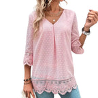 Damen luftige Bluse mit eleganten Spitzendetails Sovae