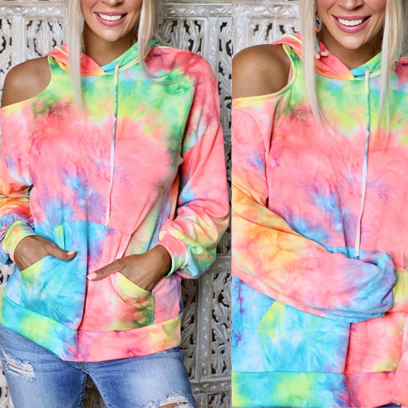 Damen Kapuzenpullover mit ausgeschnittenem Schulterdesign Sovae