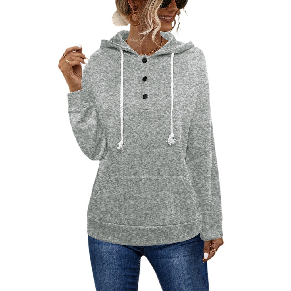Damen Hoodie mit Knopfleiste und lässigem Schnitt Sovae