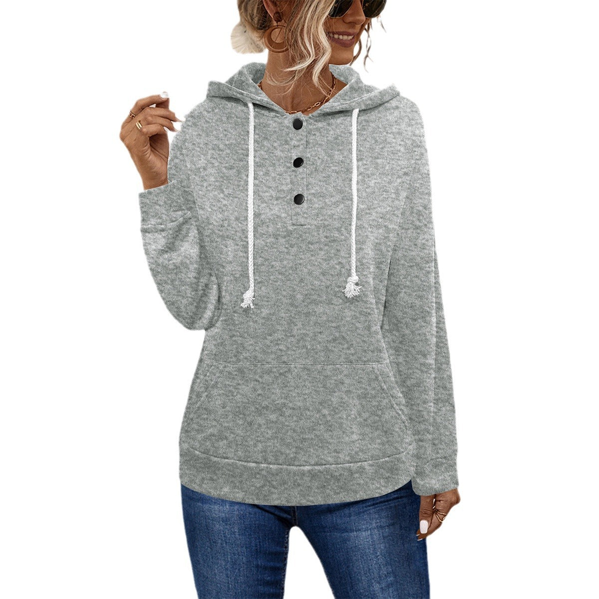 Damen Hoodie mit Knopfleiste und lässigem Schnitt Sovae