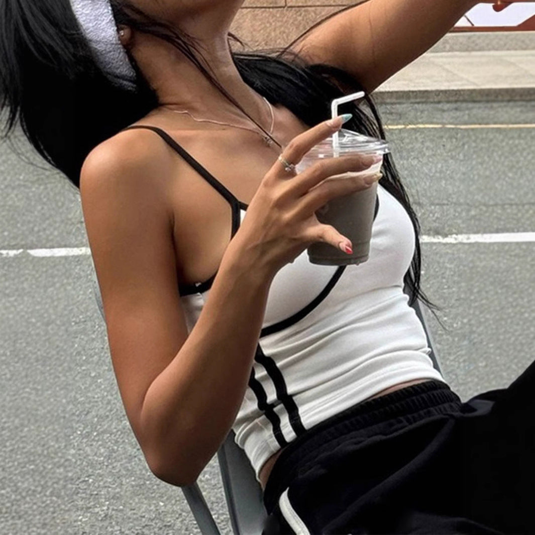 Damen Sportliches Top mit dekorativem Streifen Sovae