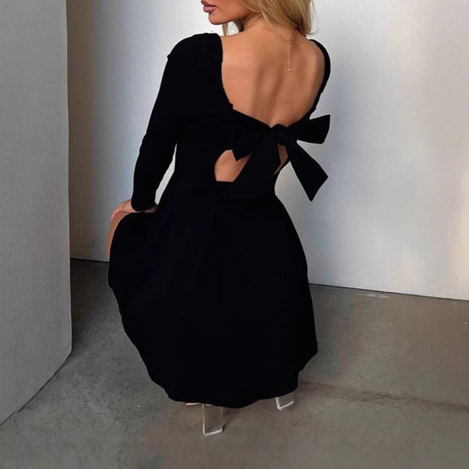 Damen Sommerliches Mini-Kleid mit Puffärmeln und quadratischem Ausschnitt Sovae