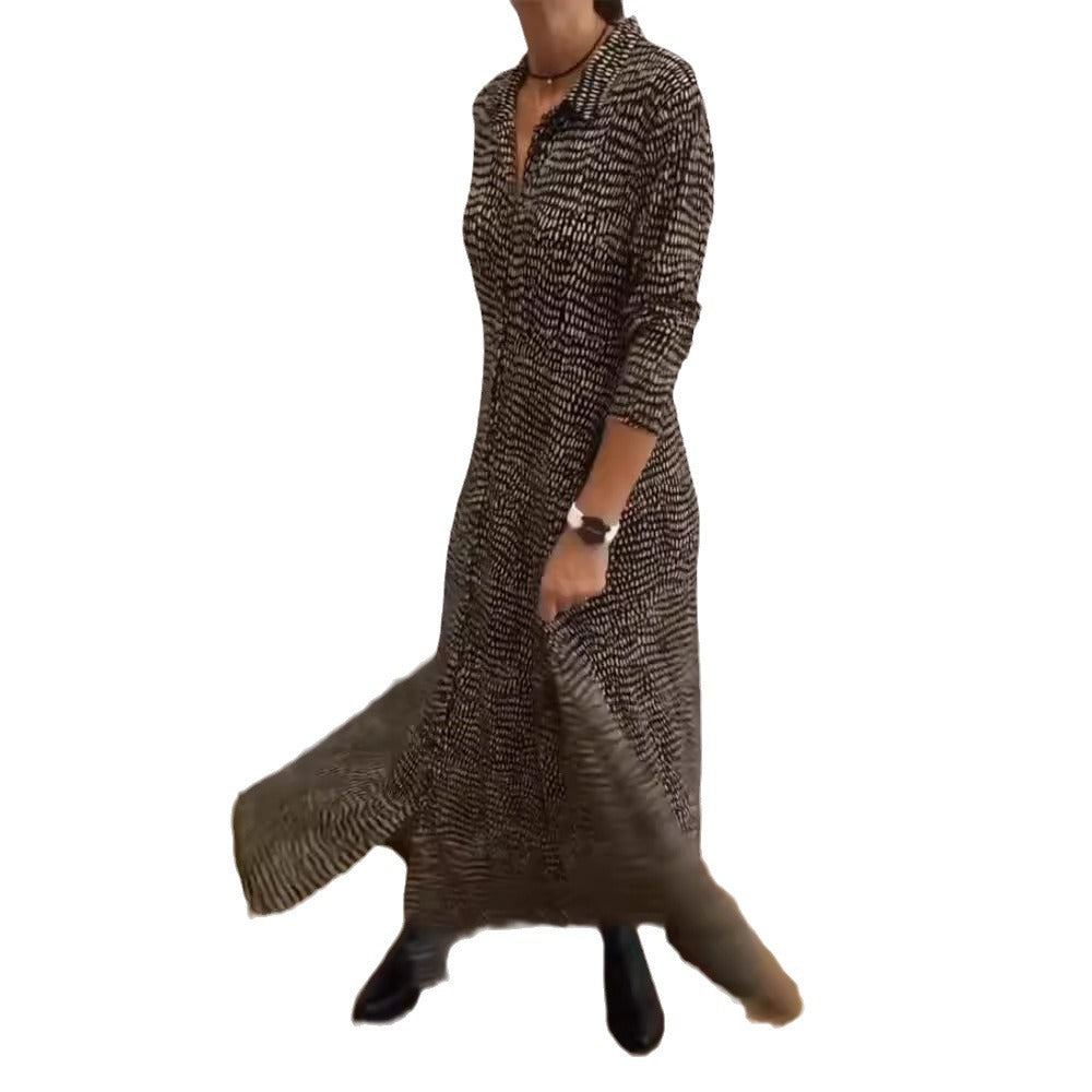 Damen Hemdblusenkleid mit angesagtem Punktmuster und praktischen Taschen Sovae