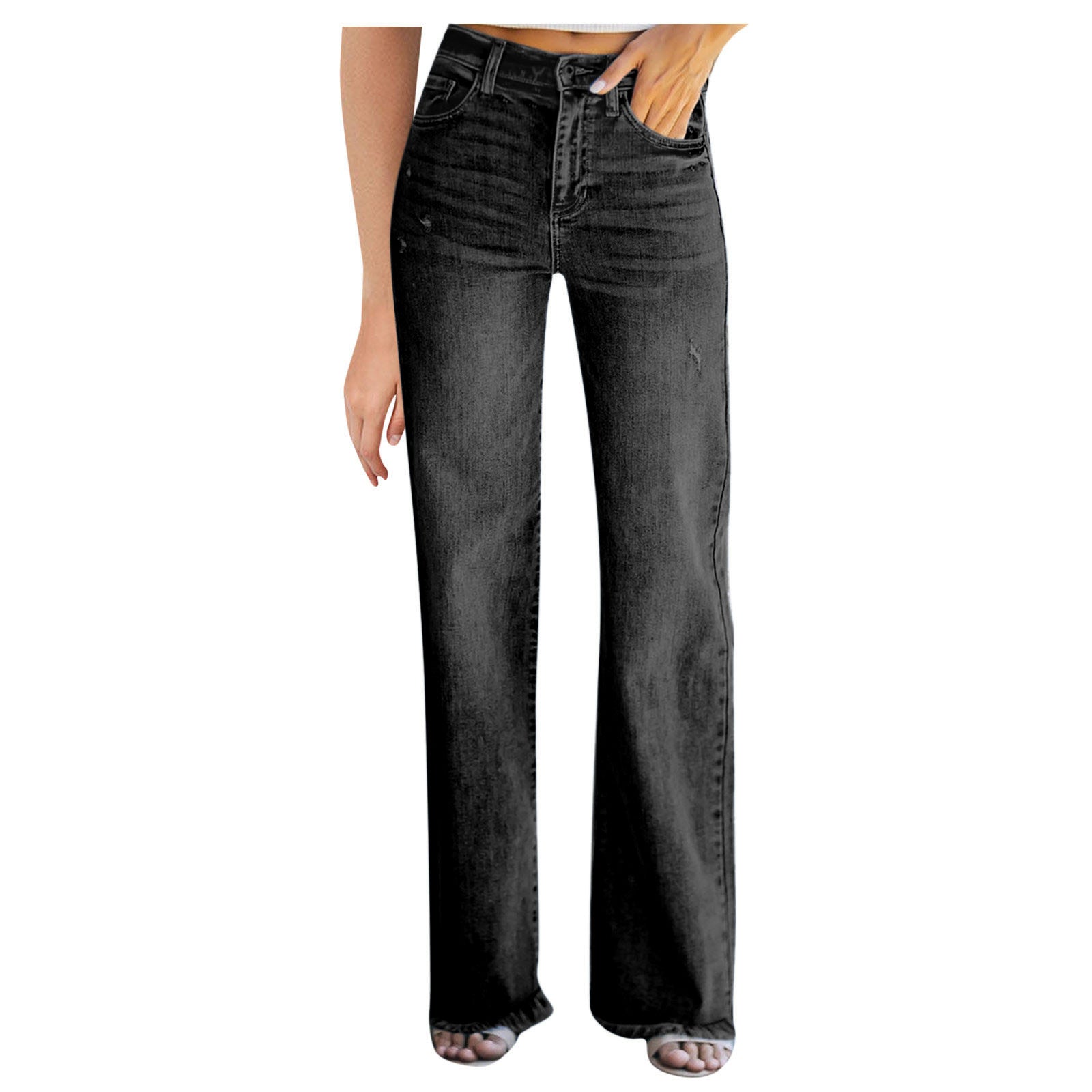 Damen Weit geschnittene High-Waist Jeans Sovae