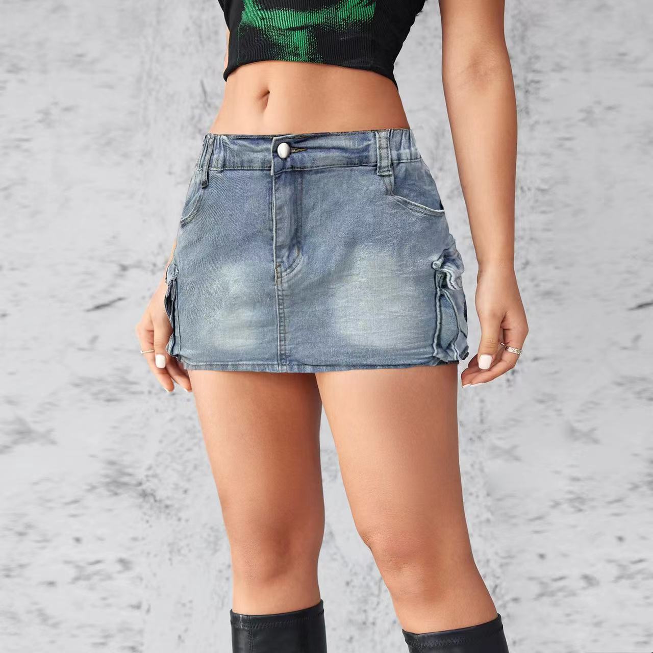Damen Cargo Jeansrock Sovae