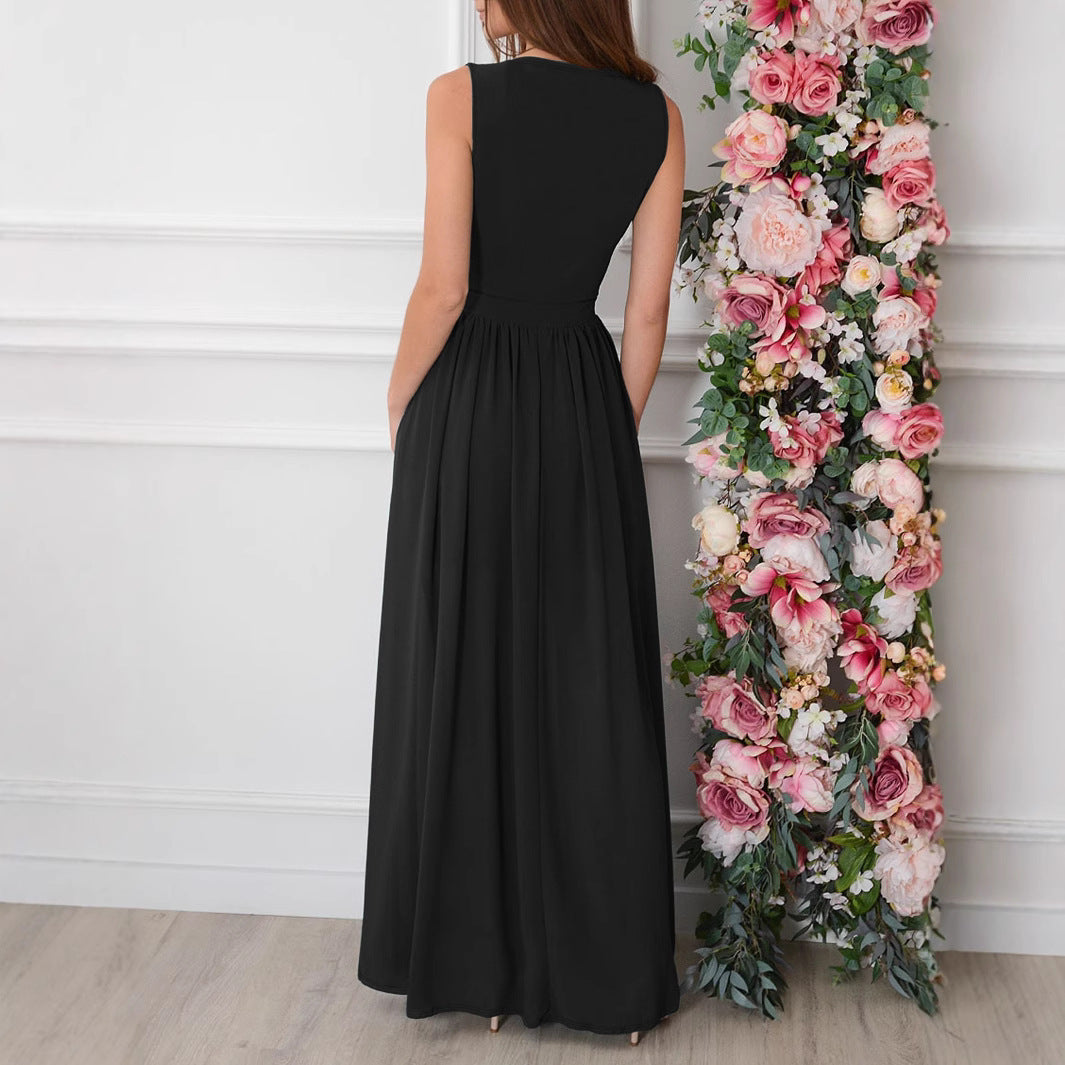 Damen Maxikleid mit raffiniertem Wickeldesign und verführerischem Beinschlitz Sovae