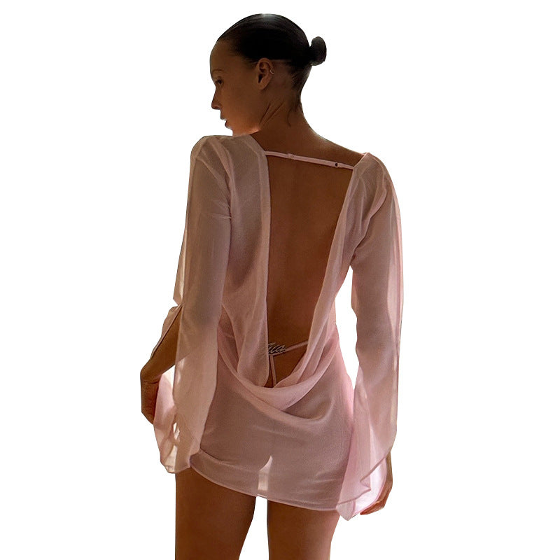 Damen luftige transparente Bluse Sovae