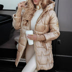 Damen Sportliche Daunenjacke mit Kapuze und Reißverschluss Sovae