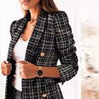 Damen eleganter Karoblazer mit strukturiertem Gewebe Sovae