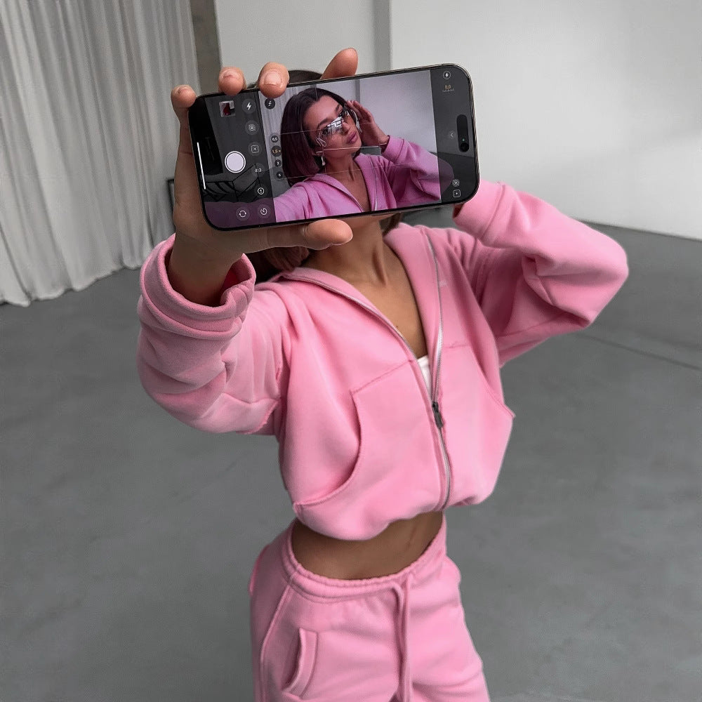Damen Oversized Kapuzenpullover und lässige Freizeithose Set Sovae