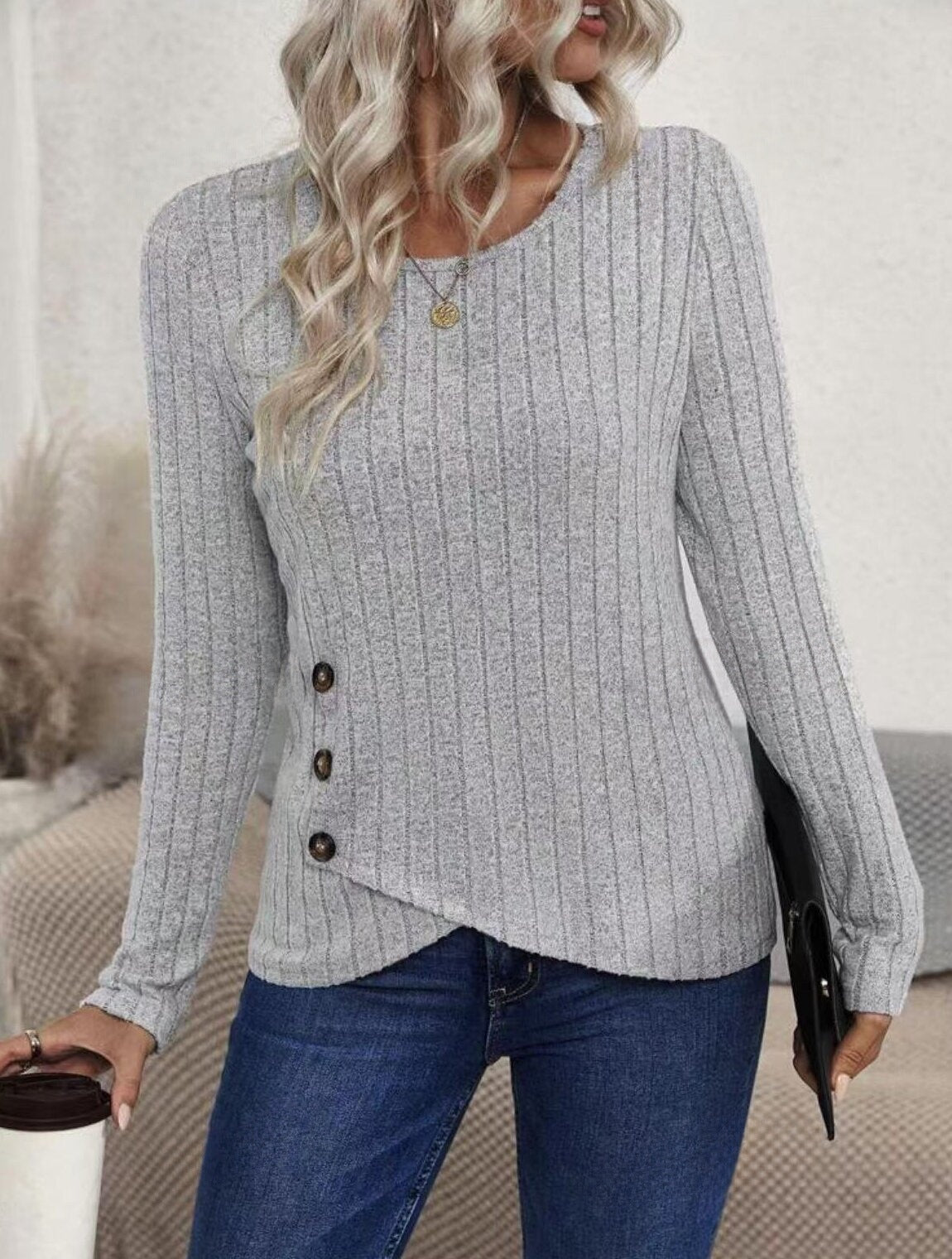 Damen gestreifter Pullover Sovae