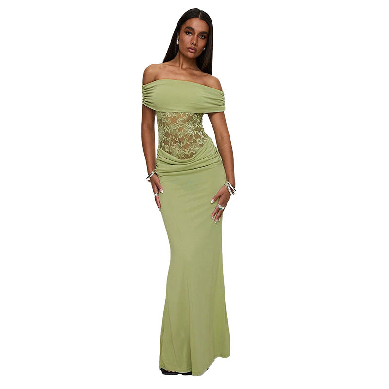 Damen Maxikleid mit Eleganter Spitzenverzierung Sovae