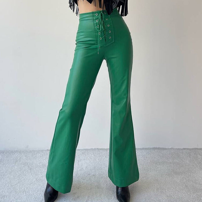 Damen hohe Bundhose mit Schnürung Sovae