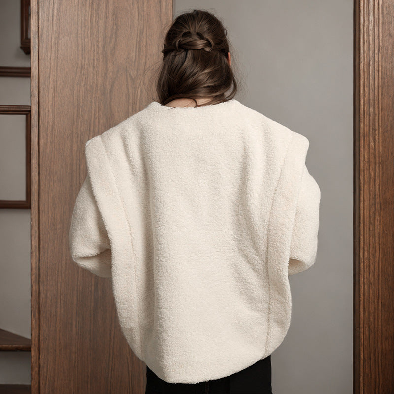 Damen kuschelige Fleecejacke mit V-Ausschnitt Sovae