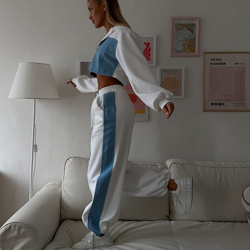 Damen Sportliches Cropped-Set mit farblich abgestimmten Akzenten Sovae