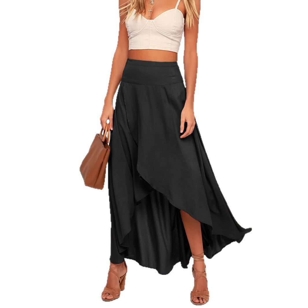 Damen asymmetrischer Maxirock mit fließendem Schnitt und eleganter Taillenpartie Sovae