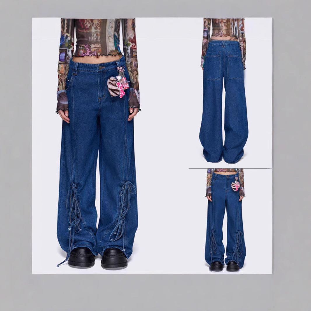 Damen Weit geschnittene Jeans mit verstellbarem Schnürdetail Sovae