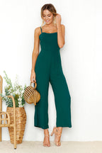 Damen eleganter langärmliger Jumpsuit mit Crop-Top Sovae