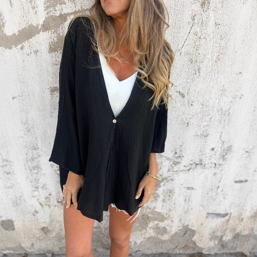 Damen lockerer Cardigan mit Knopf Sovae