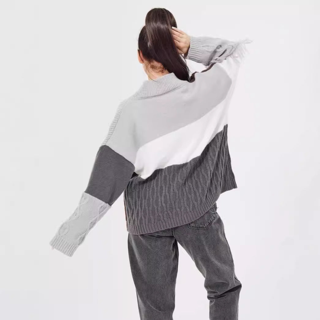 Damen Strickjacke mit modischem Blockstreifenmuster und klassischem Knopfverschluss Sovae