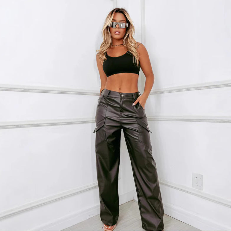 Damen Utility-Hose mit seitlichen Taschen und weitem Schnitt Sovae