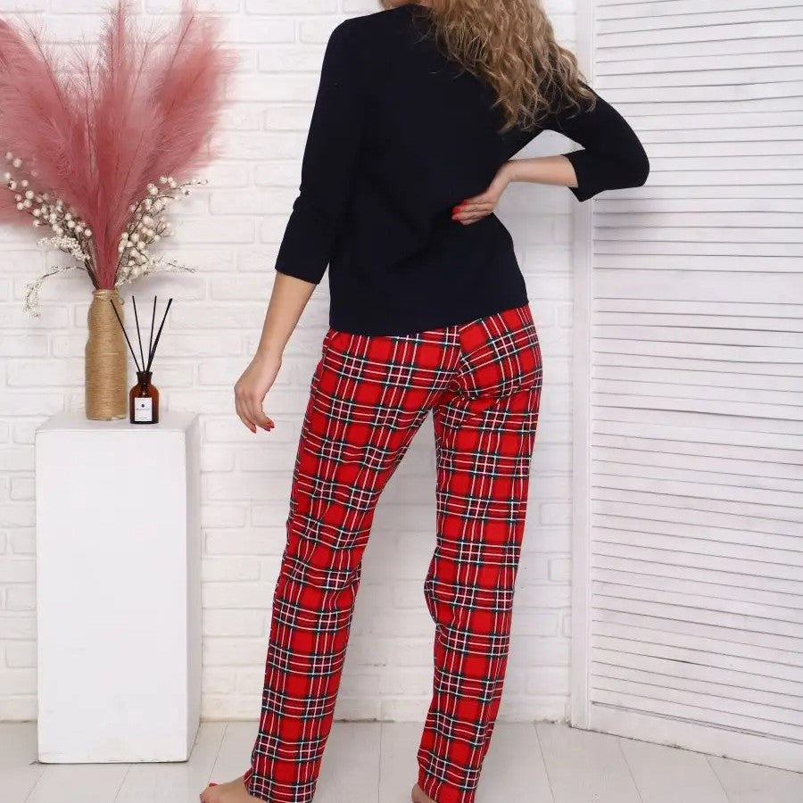 Damen lässige Pyjama Kombination mit grafischem Design Sovae