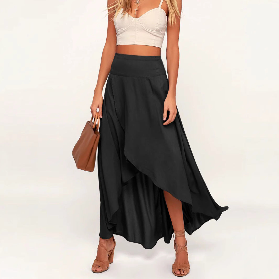 Damen asymmetrischer Maxirock mit fließendem Schnitt und eleganter Taillenpartie Sovae