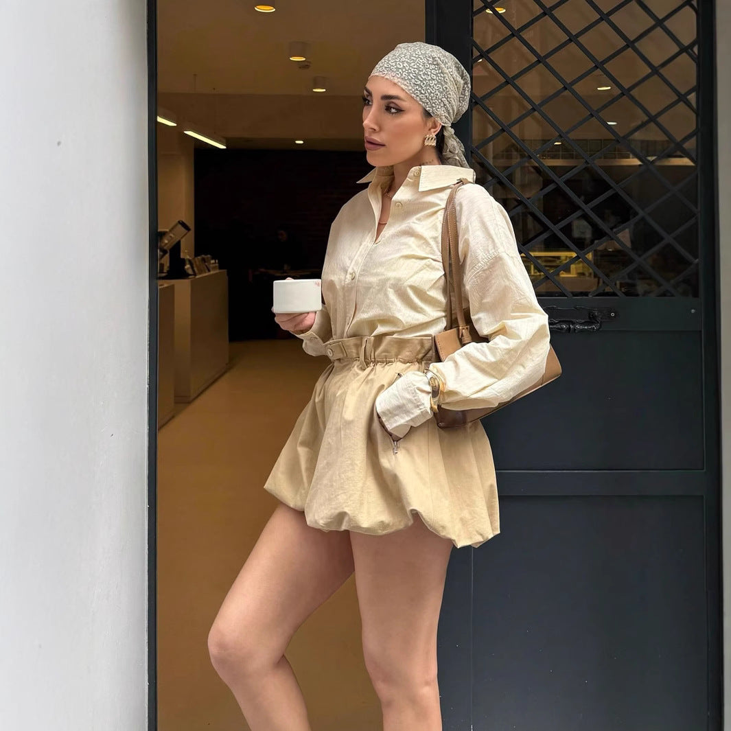 Damen modische Shorts mit elastischem Bund und seitlichen Reißverschlusstaschen Sovae